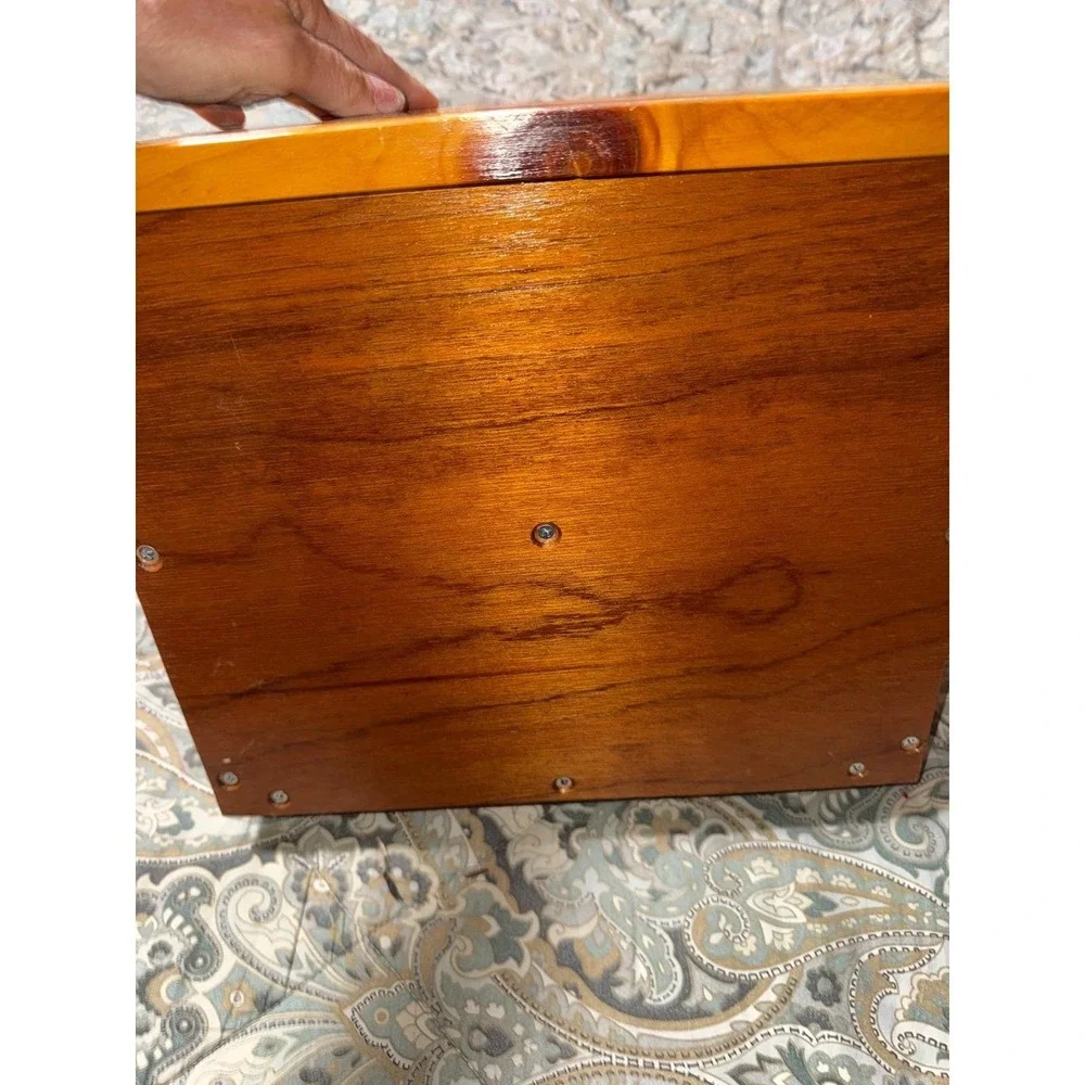 Vintage Hand Painted Wood Jewelry Box Tissue Holder Combo Floral Rose 2 Drawer